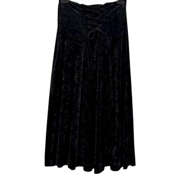 Vintage Fredrick’s Of Hollywood Whimsygoth Velvet Lace Up Midi Skirt - Picture 4 of 9